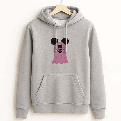 Mouse Ghost Pattern Halloween Grey Hoodie