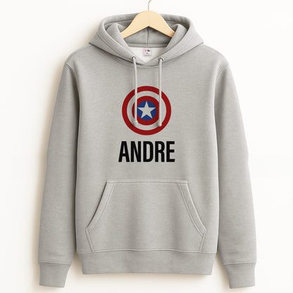 Captain America - Personalised Superhero Comic Grey Hoodie