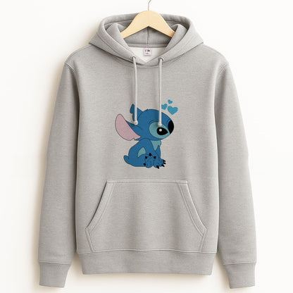 Blue Hearts Alien Blue Valentine's Grey Hoodie
