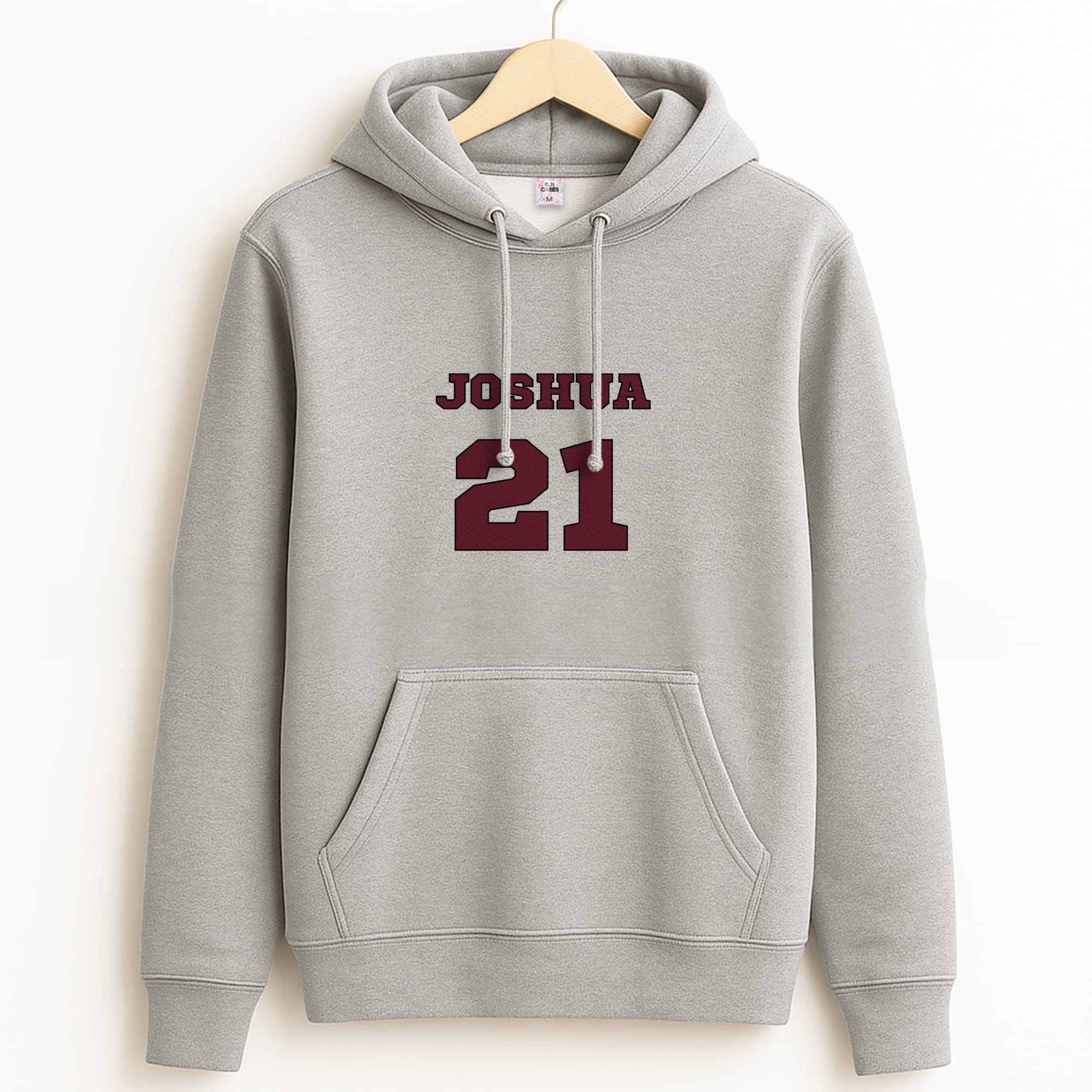 Burgundy - Personalised Football Grey Hoodie
