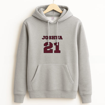 Burgundy - Personalised Football Grey Hoodie