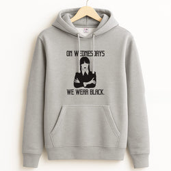 On Wednesdays We Wear Black Grey Hoodie