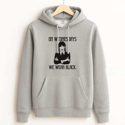 On Wednesdays We Wear Black Grey Hoodie