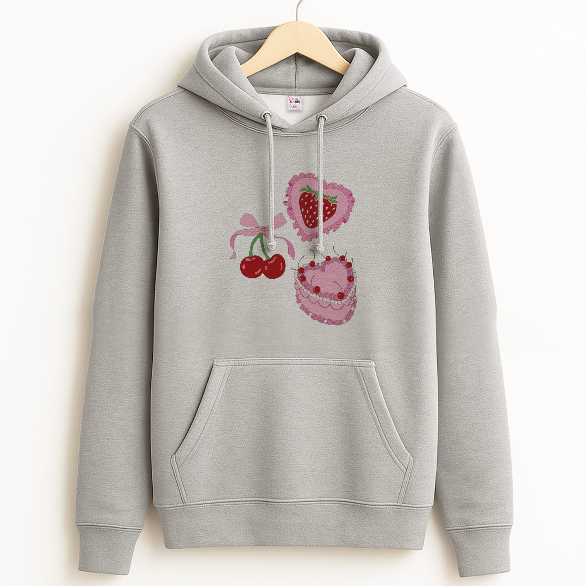 Cherries, Strawberries And Cake - Valentine's Day Grey Hoodie