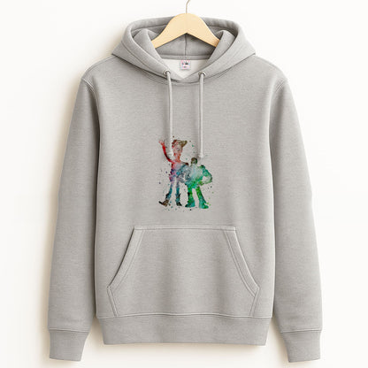 Watercolour Woody & Buzz A Story of Toys Fairytale Grey Hoodie