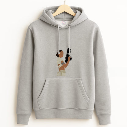 Leia With Gun Grey Hoodie