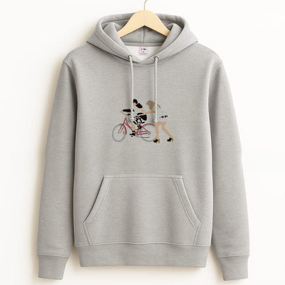 David Riding A Bike Grey Hoodie