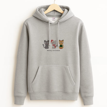 Meowy Christmas  Grey Hoodie