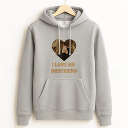 I Love My Boyfriend - Personalised Couples Grey Hoodie