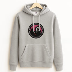 What's Your Favourite Scary Movie Badge Grey Hoodie