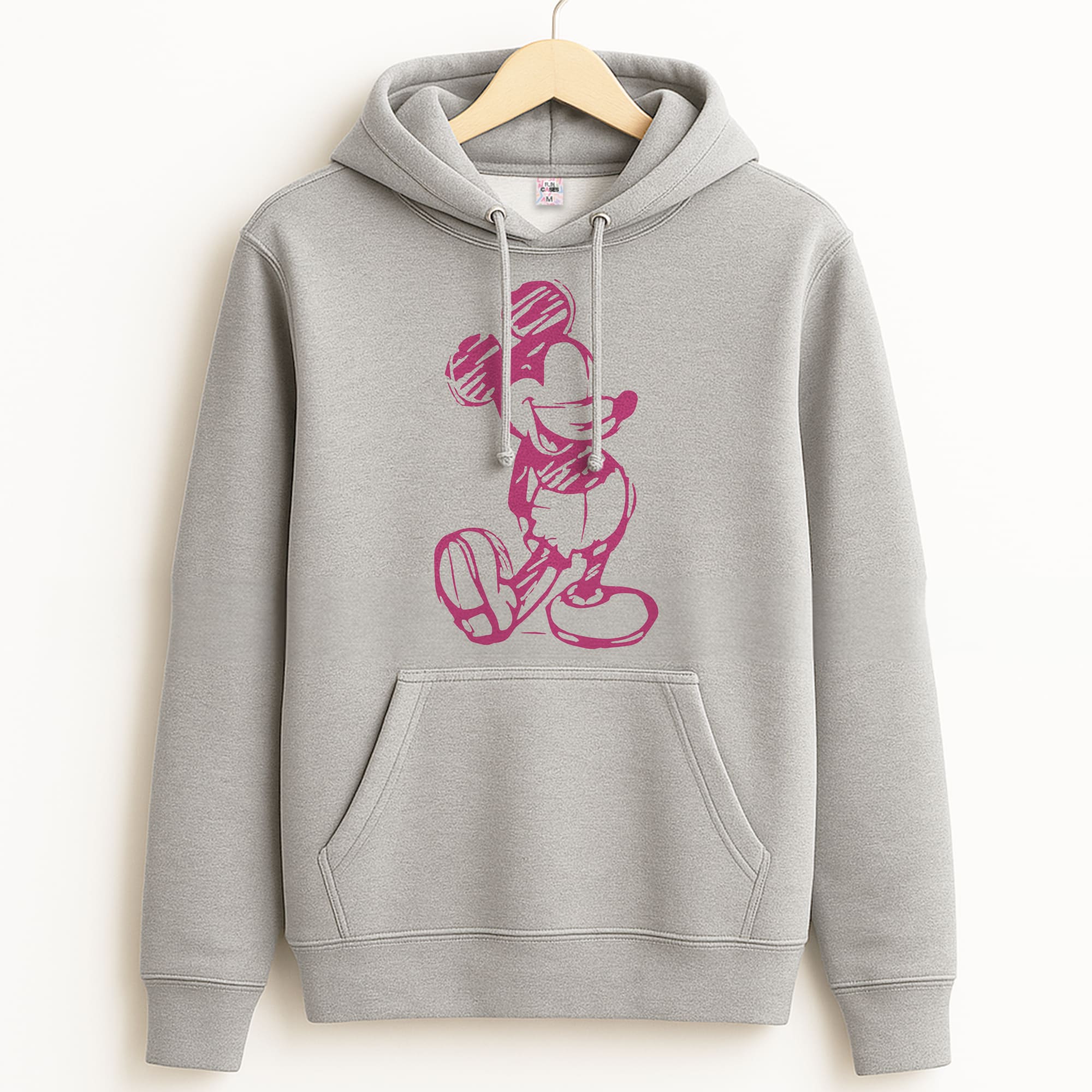 Sketched Mouse Outline Pink Grey Hoodie
