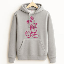 Sketched Mouse Outline Pink Grey Hoodie