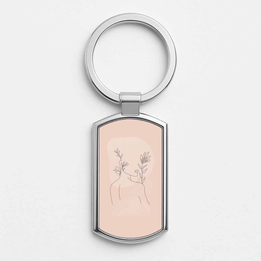Abstract Pattern III Silver Keyring