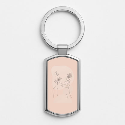 Abstract Pattern III Silver Keyring