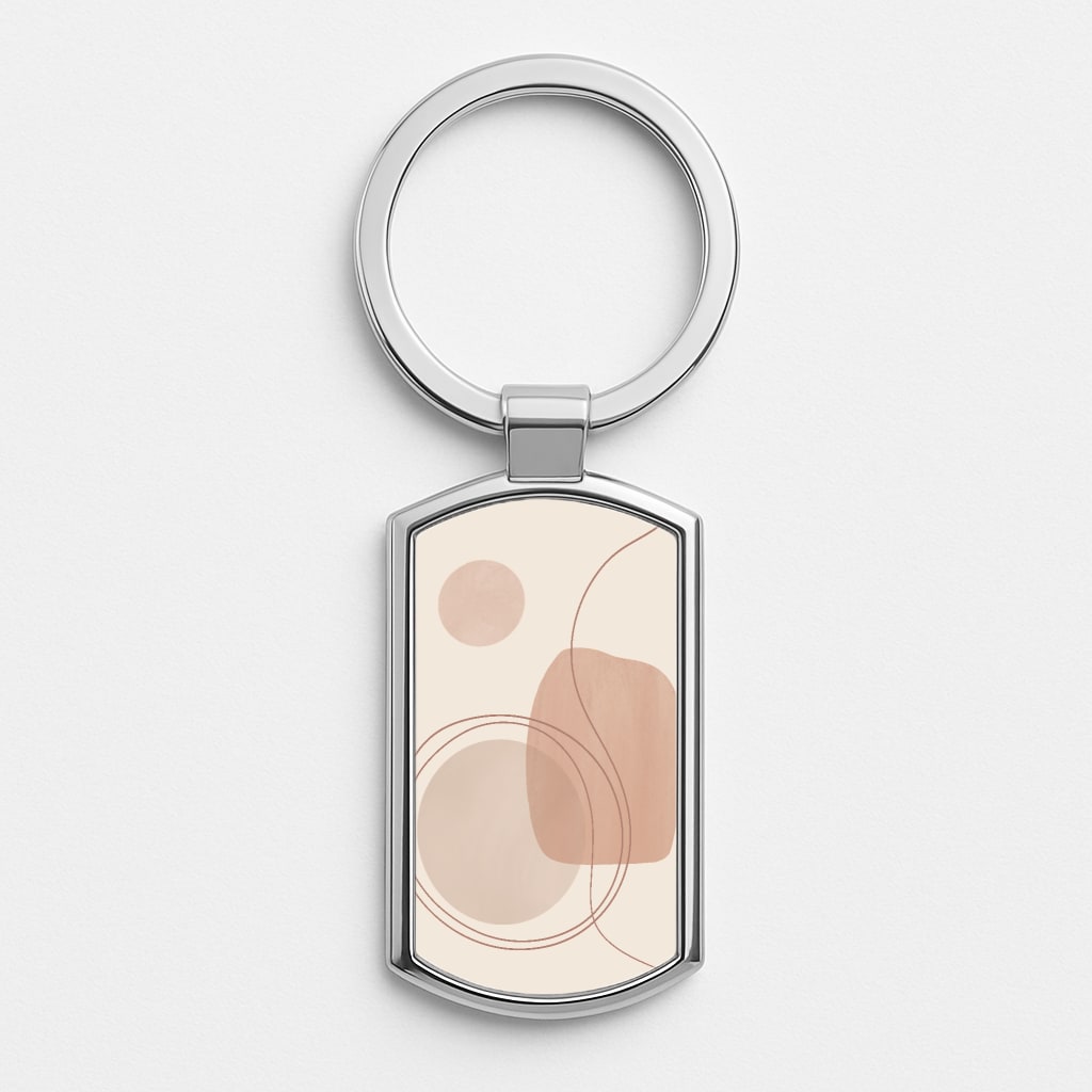 Abstract Pattern V Silver Keyring