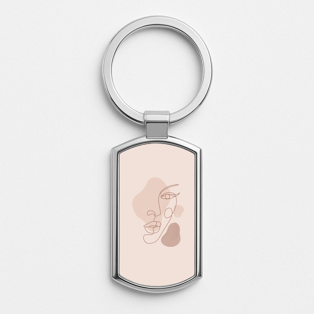 Abstract Pattern VIII Silver Keyring