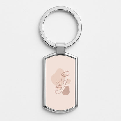 Abstract Pattern VIII Silver Keyring