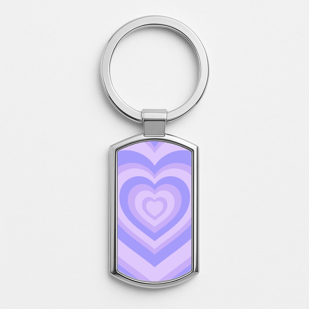Purple - Colourful Hearts Silver Keyring