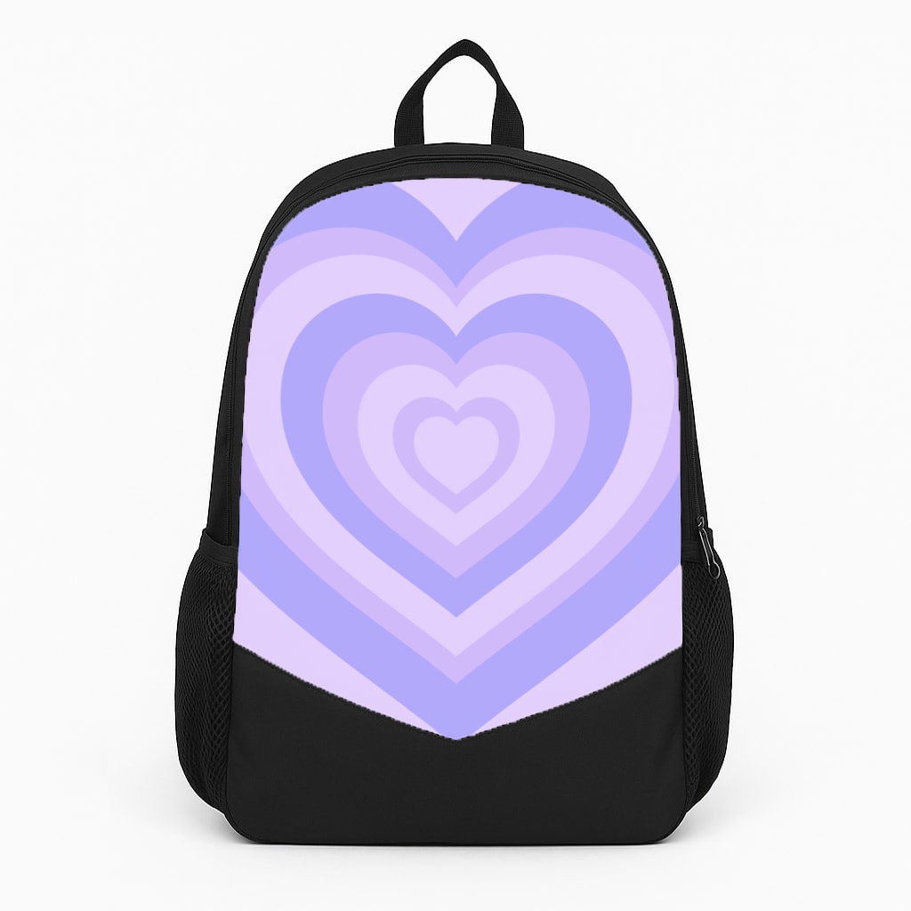 Purple - Colourful Hearts Large Backpack
