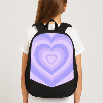 Purple - Colourful Hearts Large School Bag