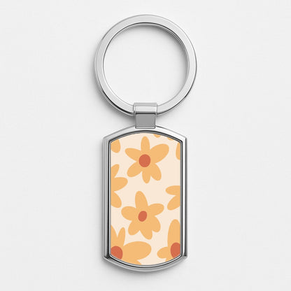 Colourful Abstract Pattern VII Silver Keyring