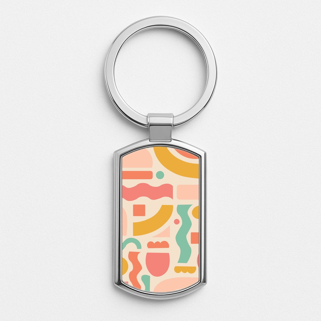 Abstract Patterns 21 Silver Keyring