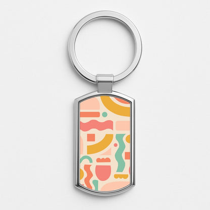 Abstract Patterns 21 Silver Keyring
