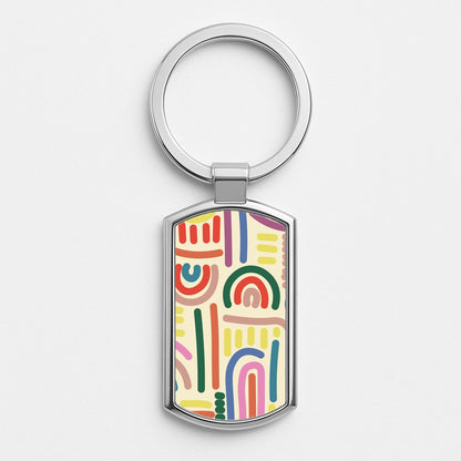 Abstract Patterns 23 Silver Keyring