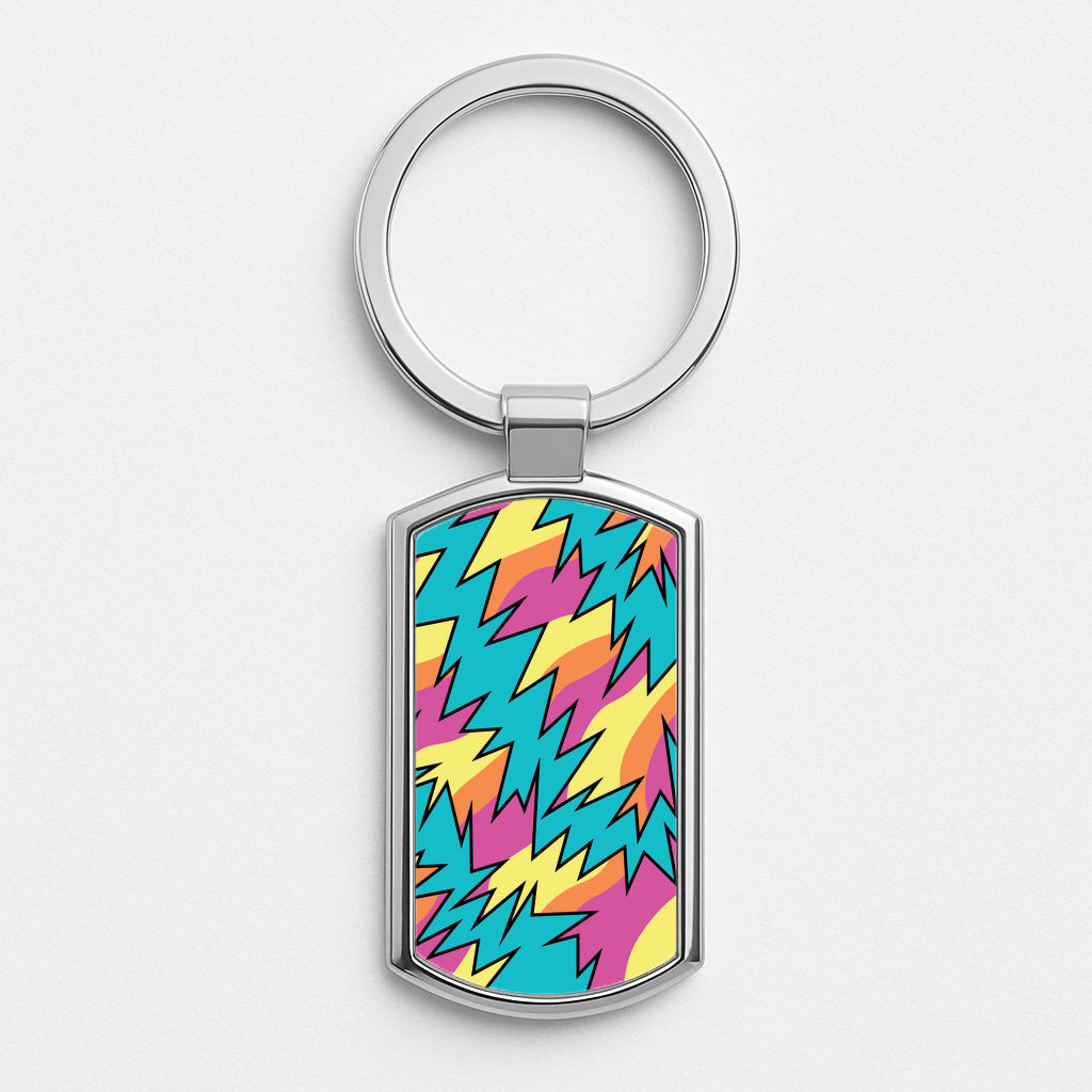 Abstract Patterns 24 Silver Keyring