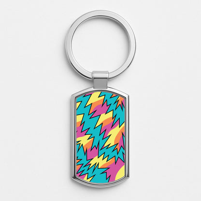 Abstract Patterns 24 Silver Keyring