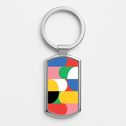 Abstract Patterns 27 Silver Keyring