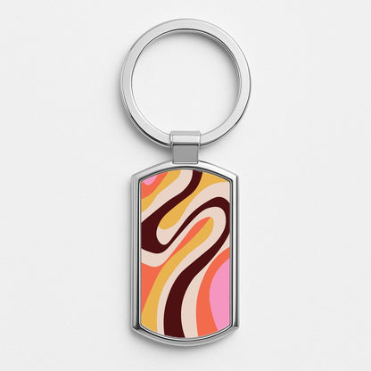 Abstract Patterns 29 Silver Keyring