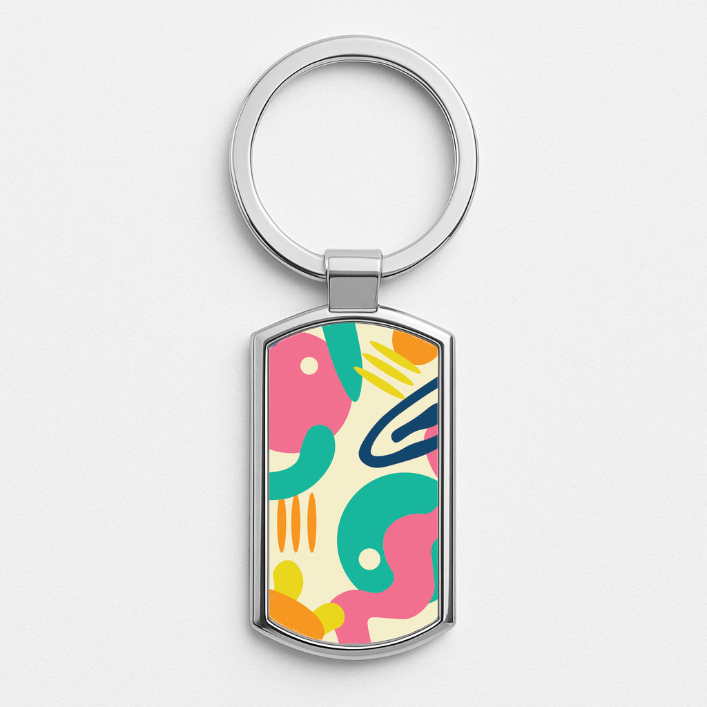 Abstract Pattern 1 Silver Keyring