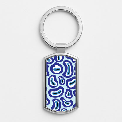 Abstract Pattern 4 Silver Keyring