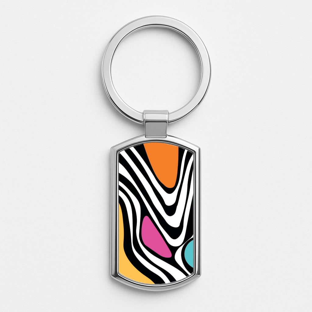 Abstract Pattern 5 Silver Keyring