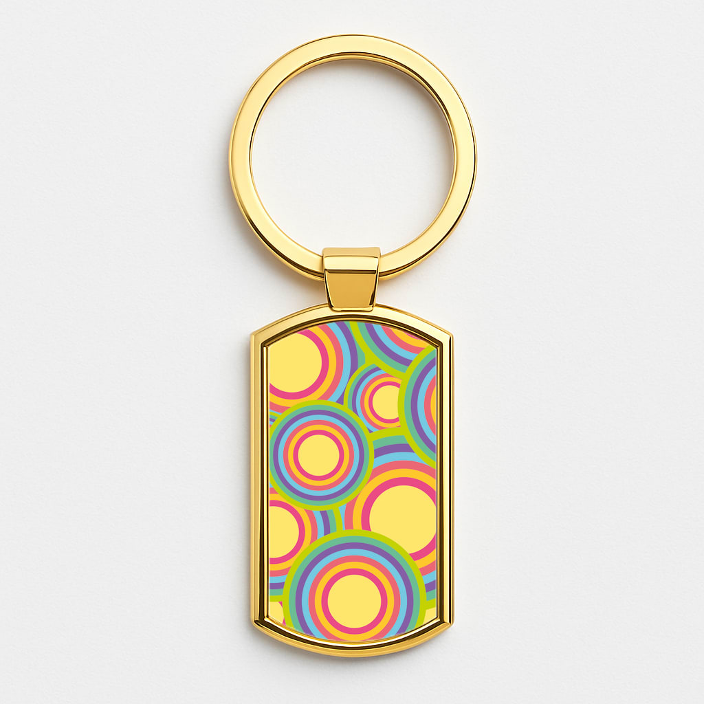 Abstract Pattern 6 Gold Keyring