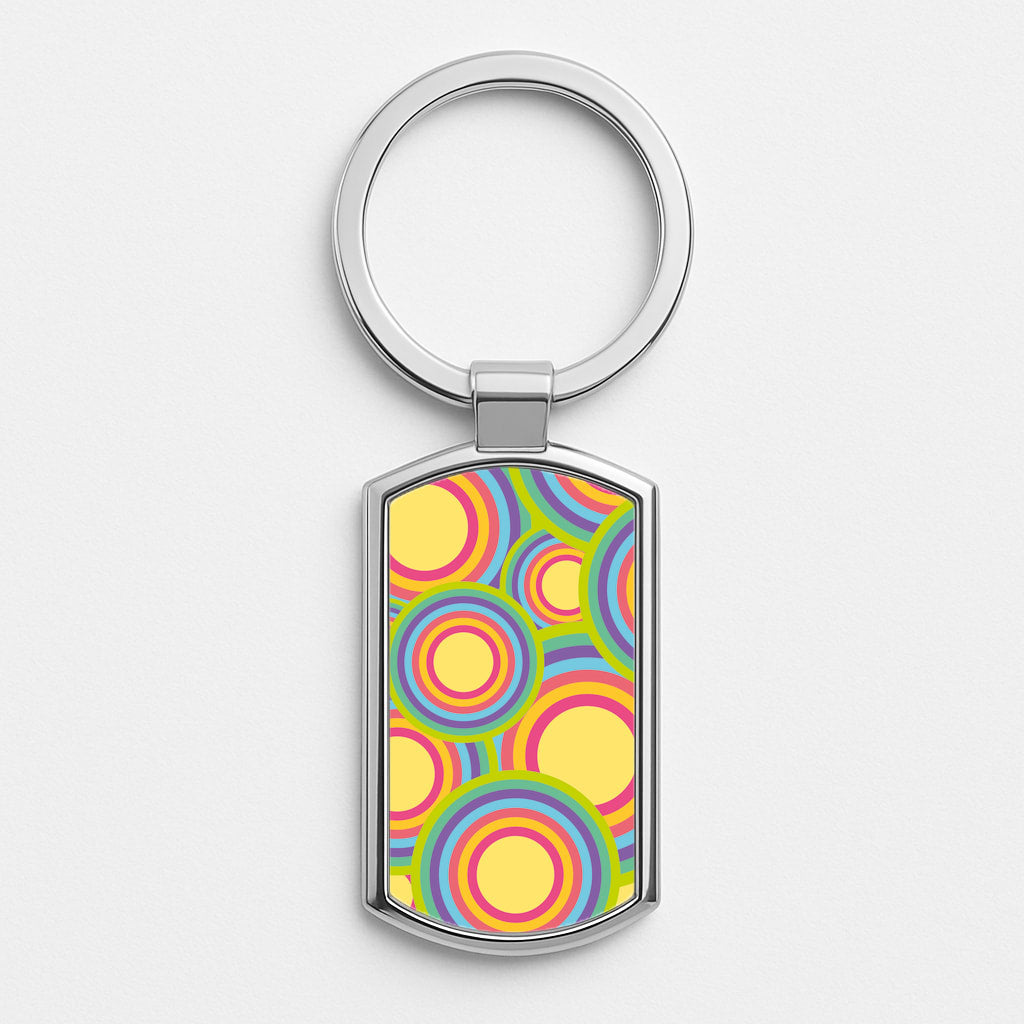 Abstract Pattern 6 Silver Keyring