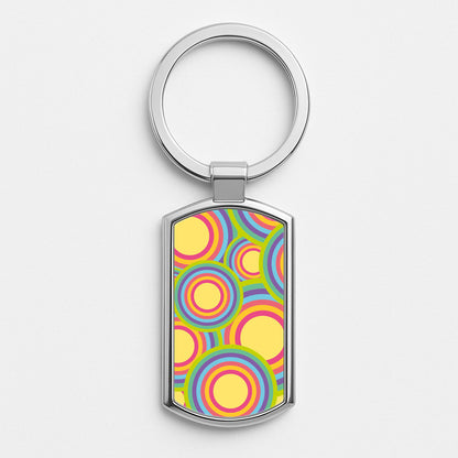 Abstract Pattern 6 Silver Keyring