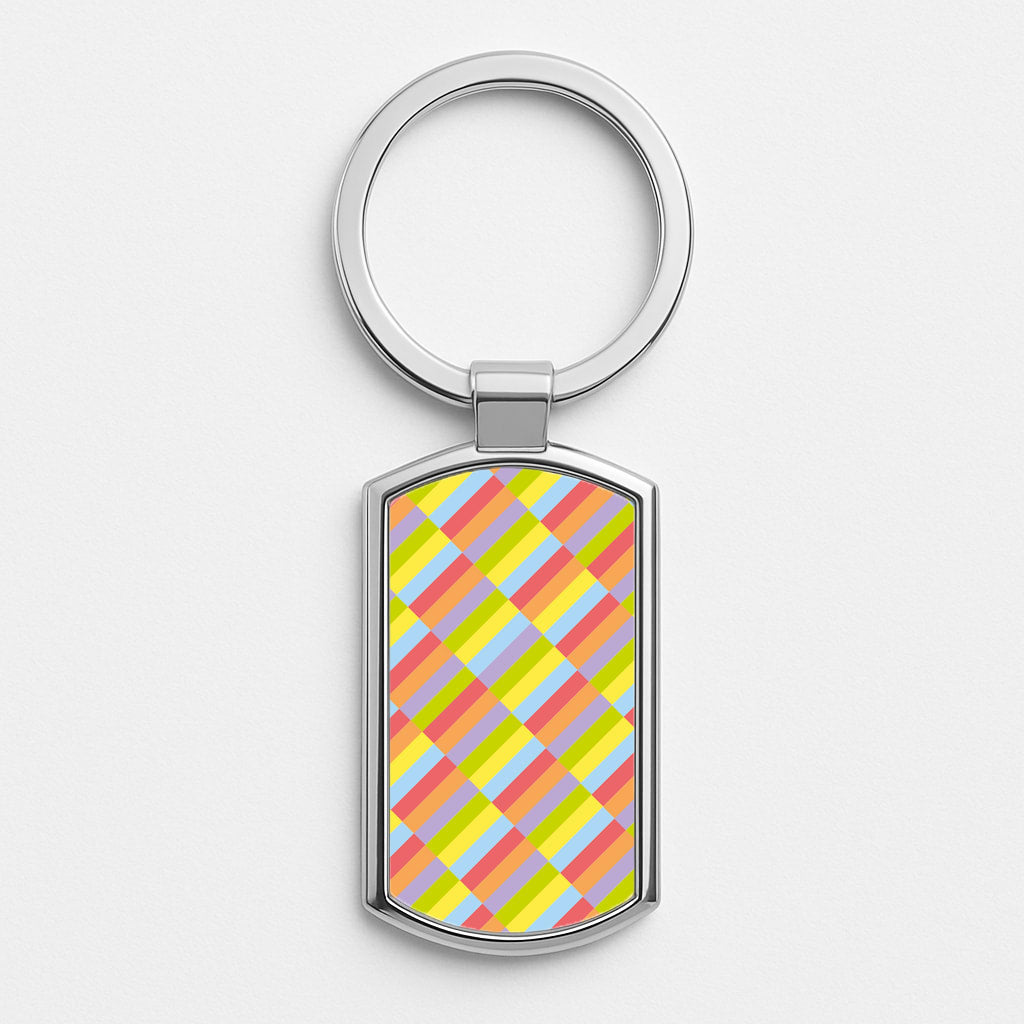 Abstract Pattern 7 Silver Keyring