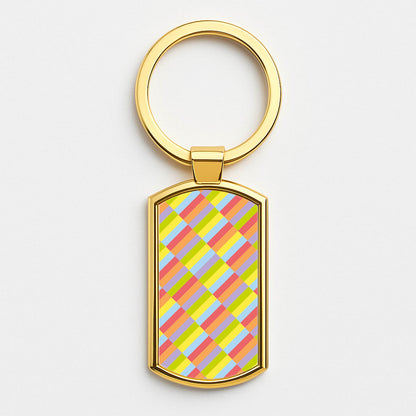 Abstract Pattern 7 Gold Keyring