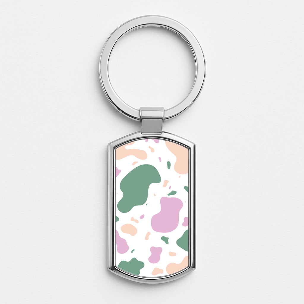 Abstract Pattern 8 Silver Keyring