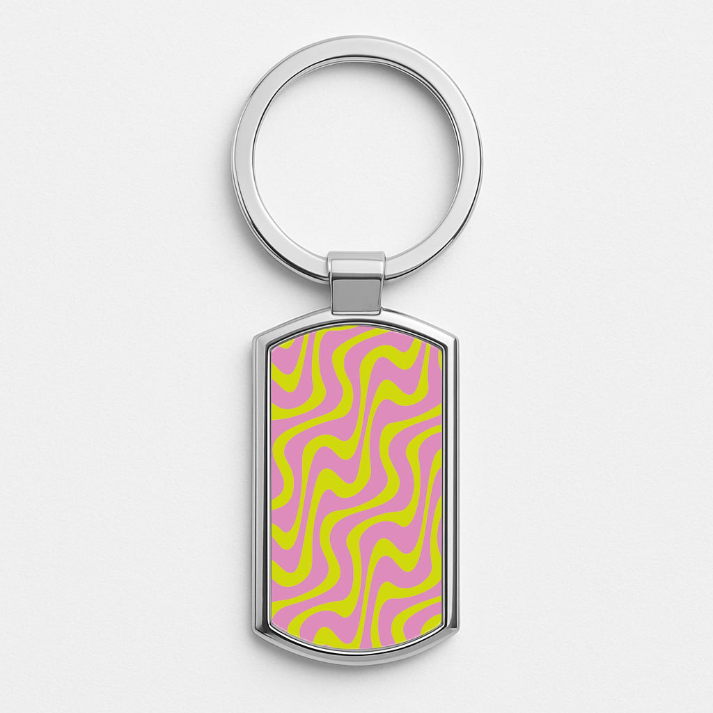 Abstract Pattern 9 Silver Keyring