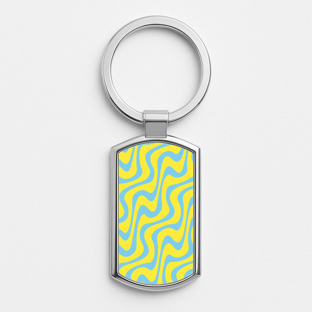 Abstract Pattern 10 Silver Keyring