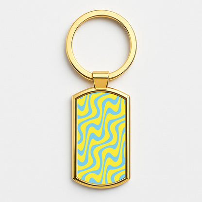Abstract Pattern 10 Gold Keyring