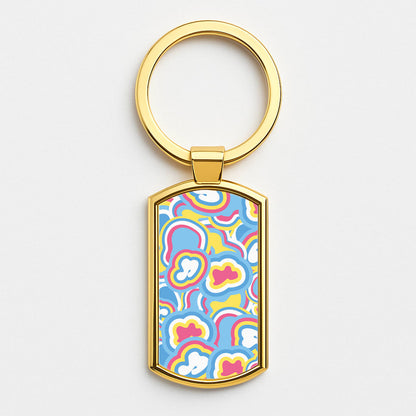 Abstract Pattern 11 Gold Keyring