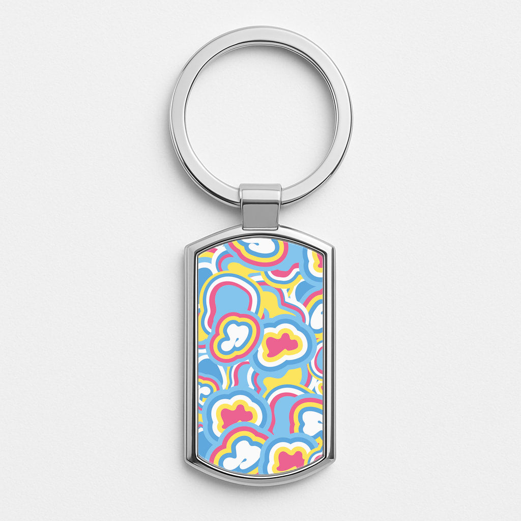 Abstract Pattern 11 Silver Keyring