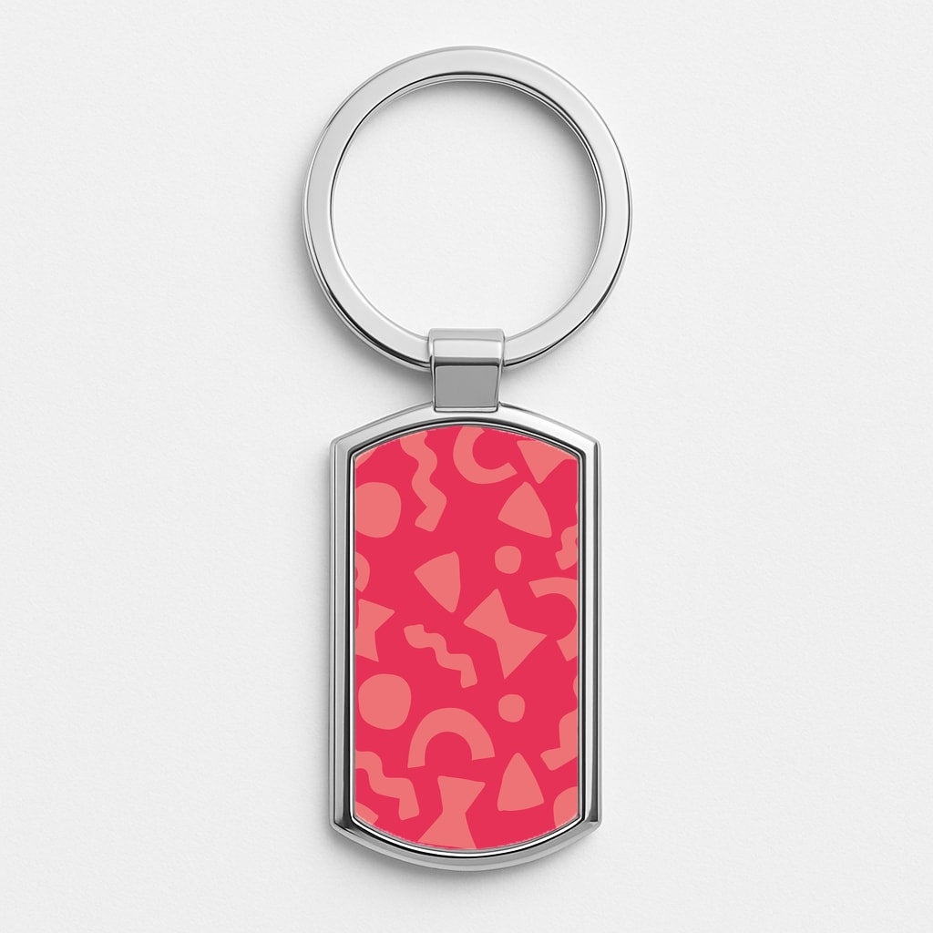 Abstract Pattern 12 Silver Keyring