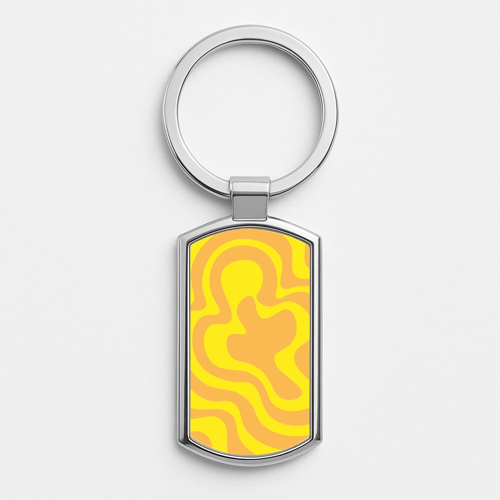 Abstract Pattern 13 Silver Keyring