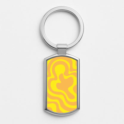 Abstract Pattern 13 Silver Keyring