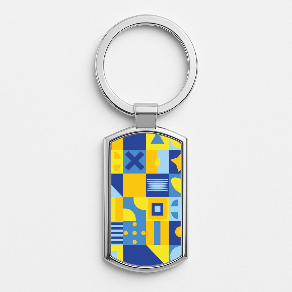 Abstract Pattern 19 Silver Keyring